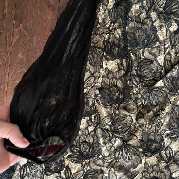 New nwt tadashi shoji designer black cream lace formal cocktail dress size 12 - Picture 7 of 10